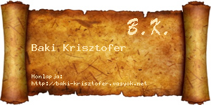 Baki Krisztofer névjegykártya